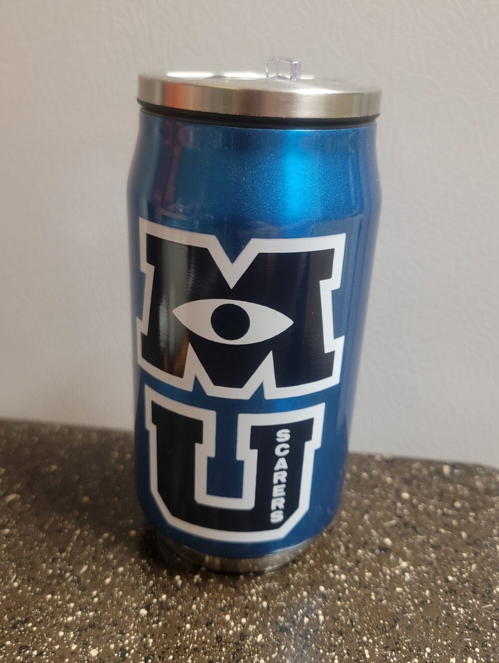 Disney Monsters University Can Shaped Tumbler With Deattachable Straw NWT